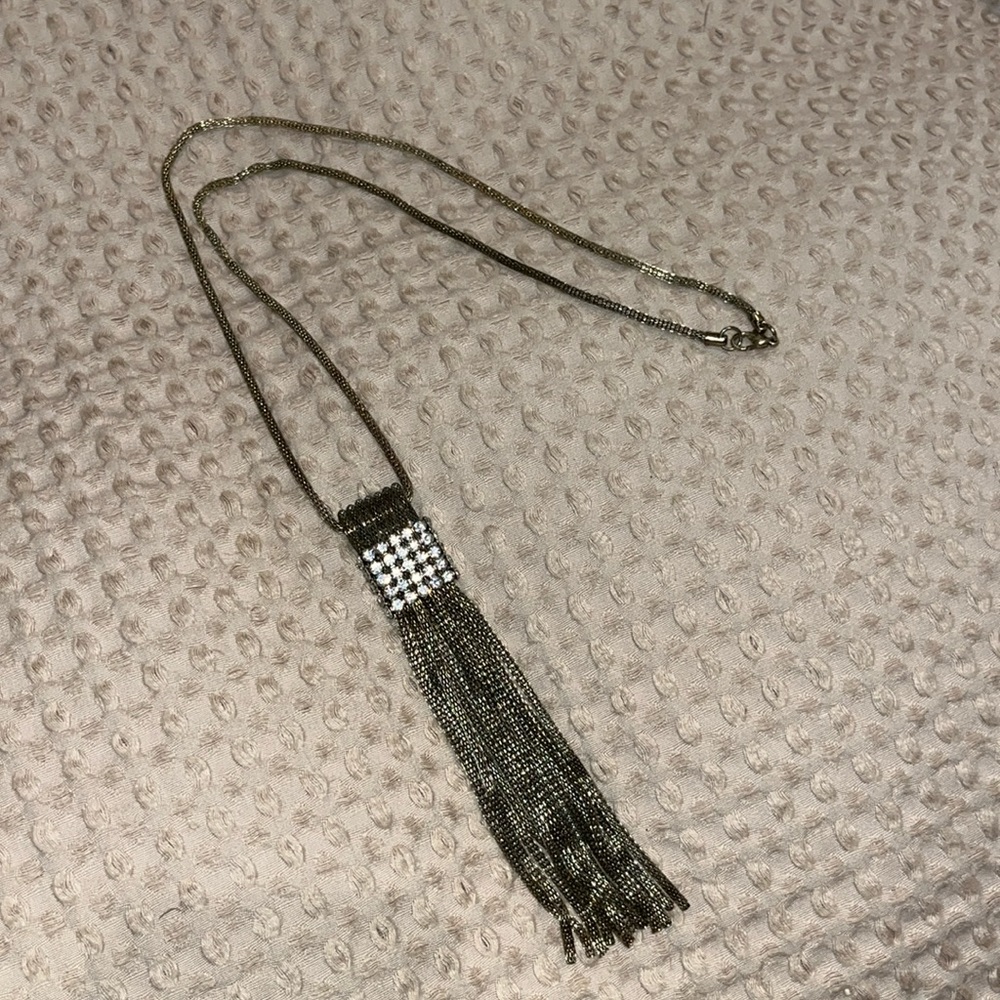 Gold tone tassel necklace